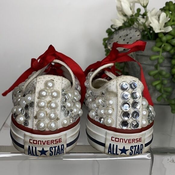 Converse‎ Low Top Pearl Embellished Wedding Chucks Youth Size 3 - Picture 5 of 15